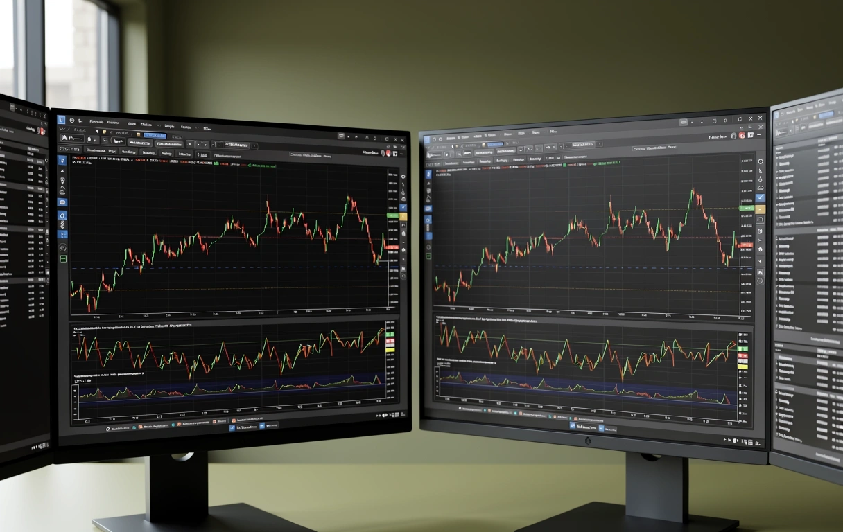 Professional technical analysis environment in a high-end financial firm.